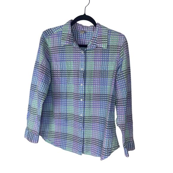 Vintage-Inspired L.L. Bean Pastel Plaid Cotton Shirt L Grandmacore - Picture 1 of 9